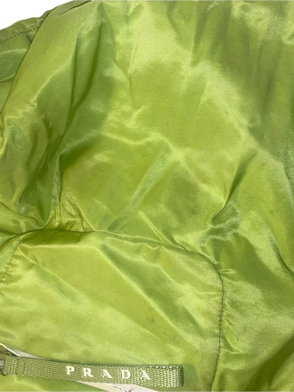 1999 Prada Lime Green Nylon Drawstring Backpack